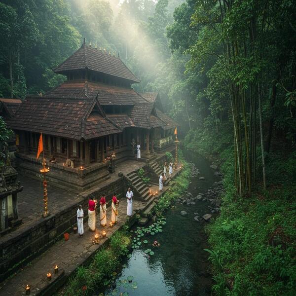 Day3: Start your final day with the devotional experience at the Thirunelli Mahavishnu Temple